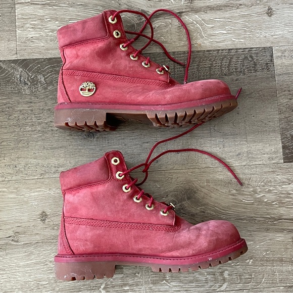 Red Timberland Rebolt Suede Leather Boots Size 4 - Picture 7 of 8